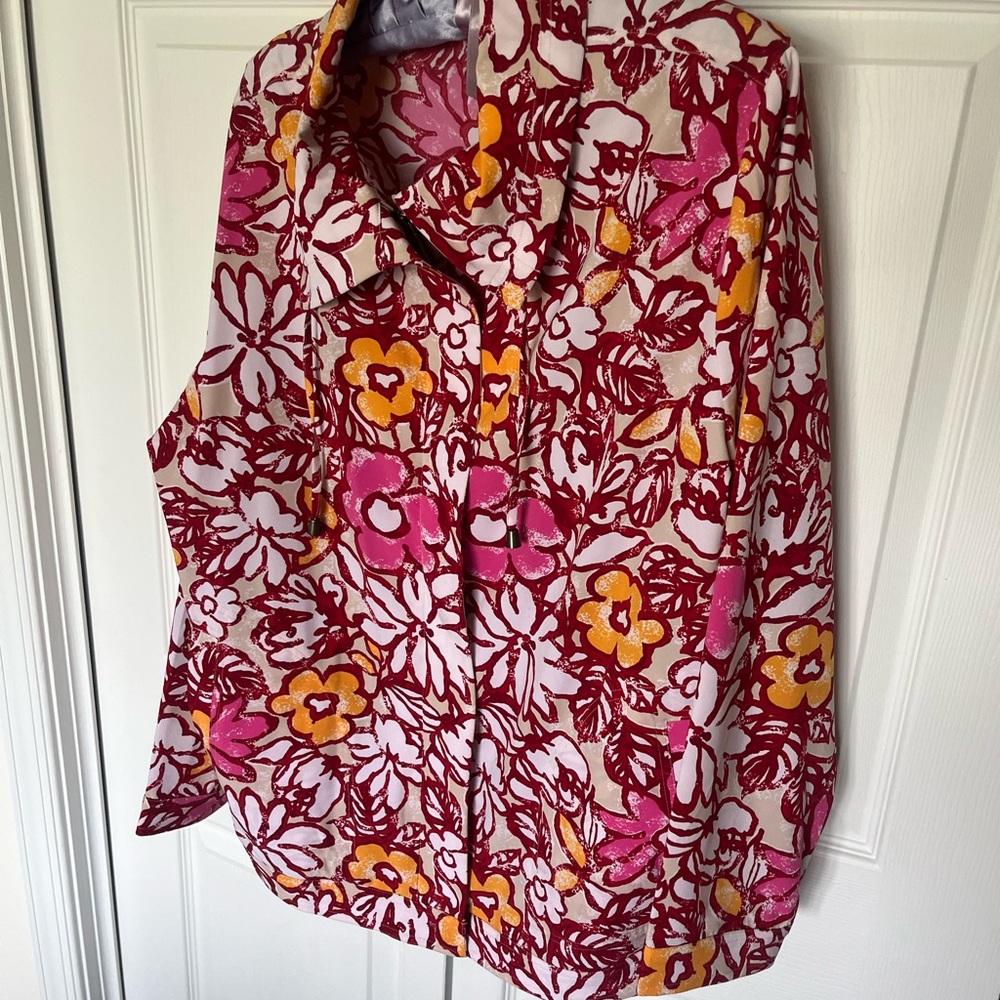 Floral Red and Pink lightweight jacket